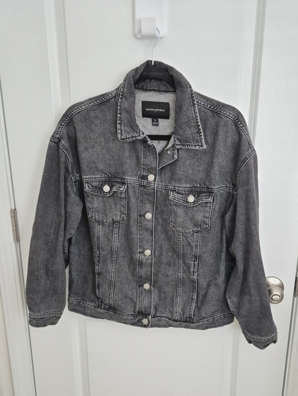 Wkmen Banana Republic Washed Gray Black Denim Jacket